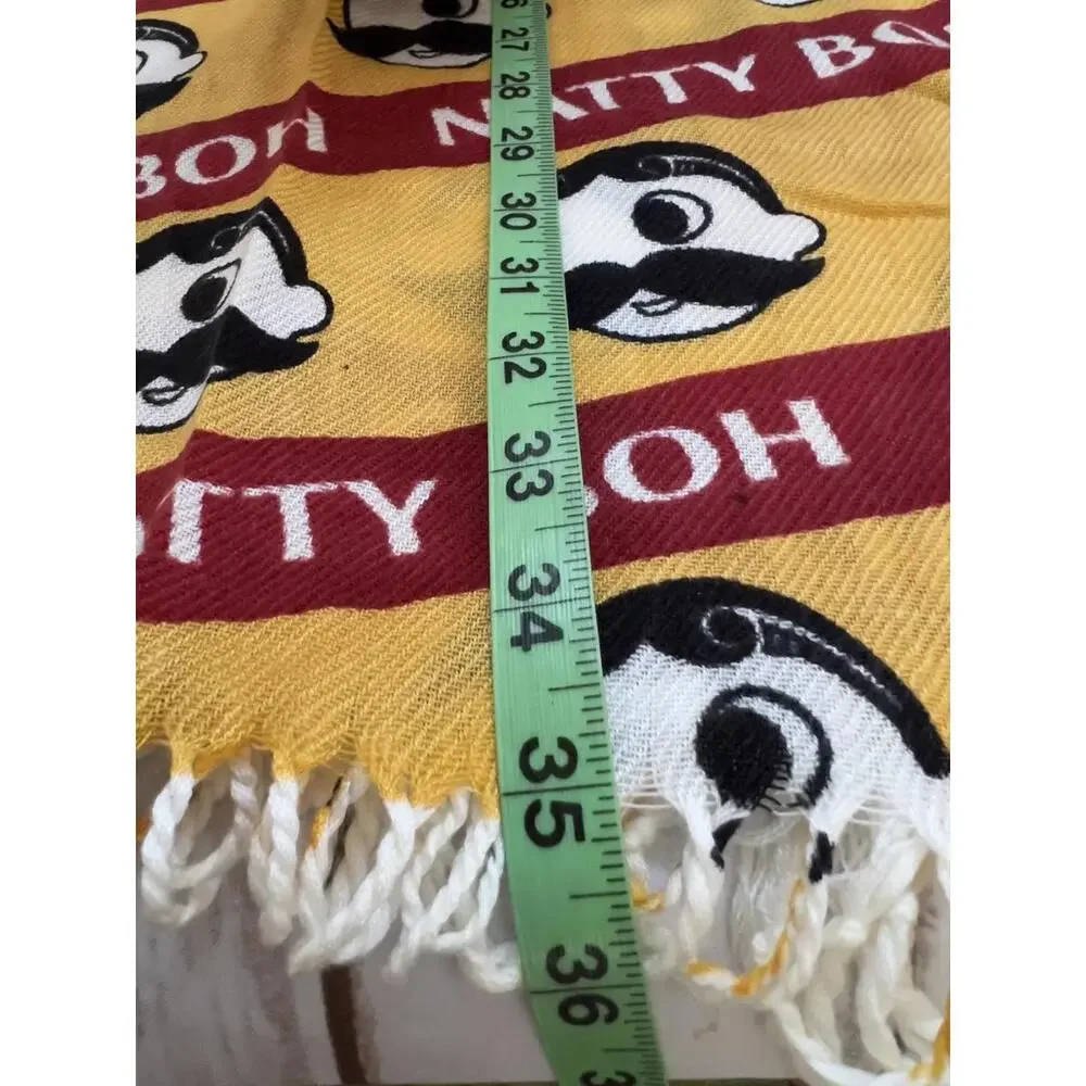 Natty Boh NEW Scarf with Mustard Yellow and Burgundy Colors